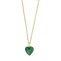 Forgyldt sølvkæde green chalcedon hjerte | Nordahl Jewellery